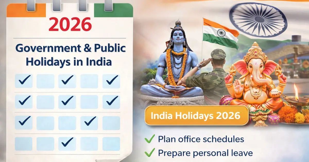Public Holidays 2026 India – Complete Government & State-Wise Holiday List